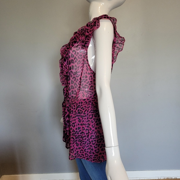 Rock & Roll Cowgirl Leopard Print Ruffle Top, VGUC, Size XXL - Picture 4 of 7